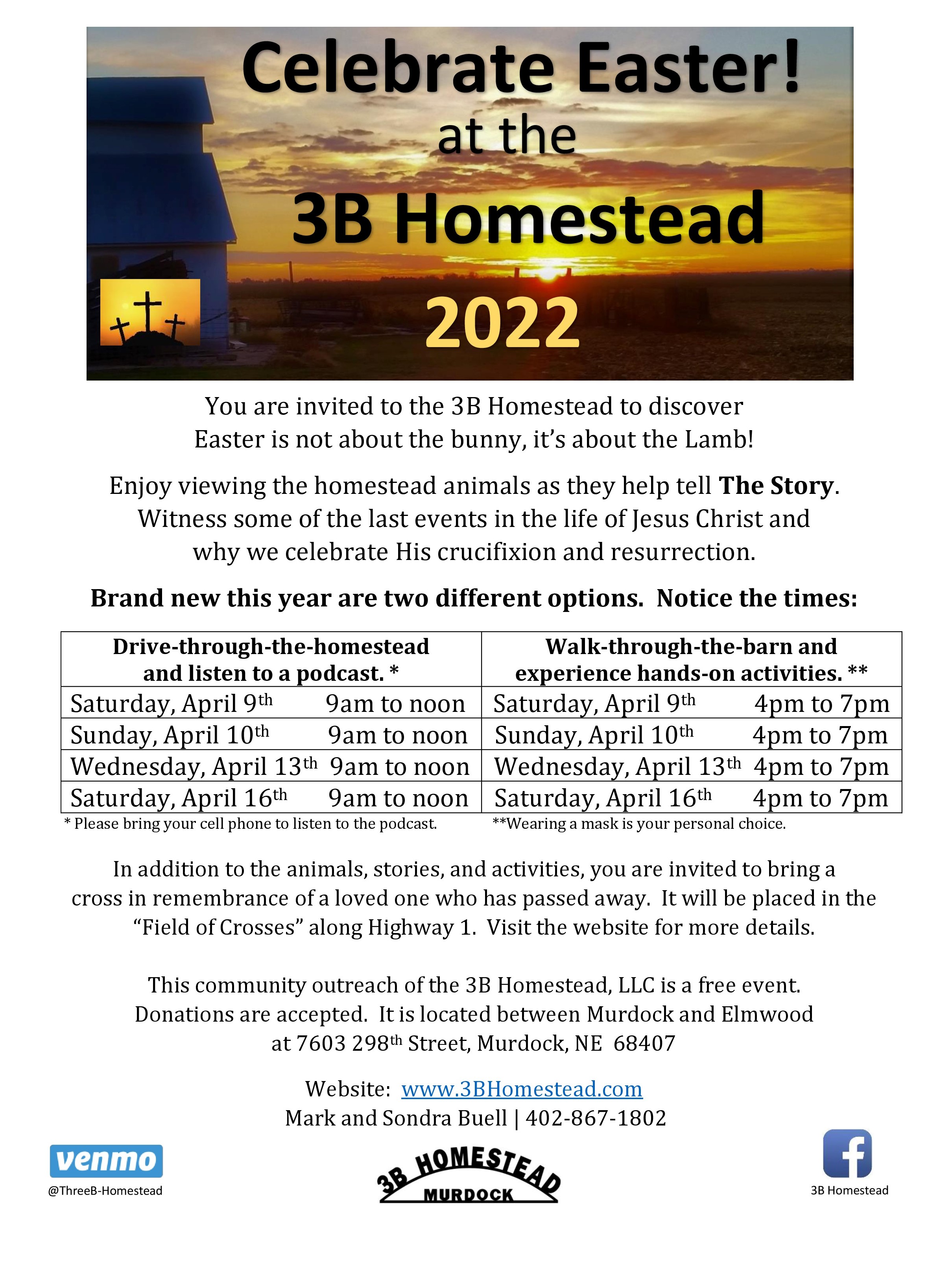 Celebrate Easter 2022 at The 3B Homestead